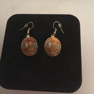 Oval floral earrings with sheppard hook